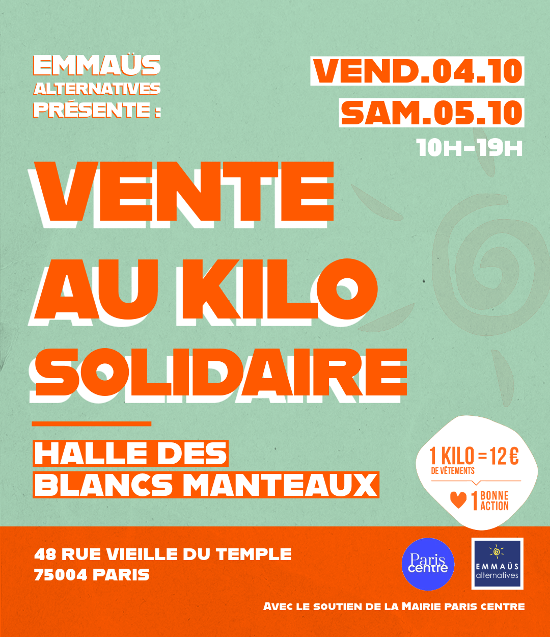 Vente au kilo solidaire à la Halle des Blancs Manteaux